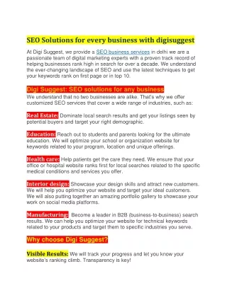 SEO solutions for every business with Digisuggest (PDF)