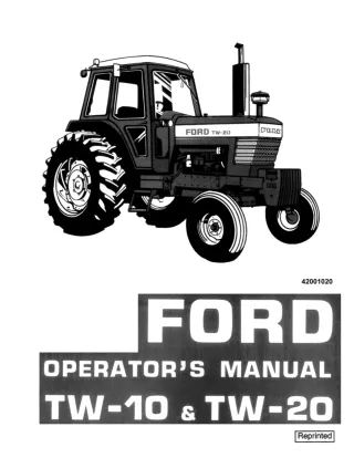 Ford TW-10 TW-20 Tractors Operator’s Manual Instant Download (Publication No.42001020)