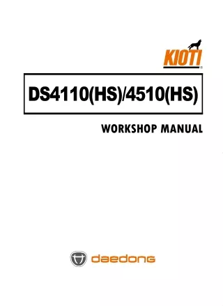 Kioti Daedong DS4110 Tractor Service Repair Manual