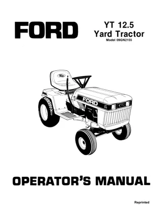 Ford YT 12.5 Yard Tractor Operator’s Manual Instant Download (Publication No.42001250)