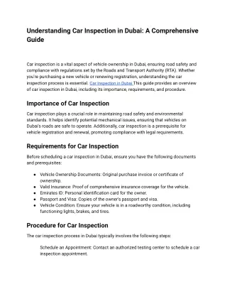 Car Inspection in Dubai