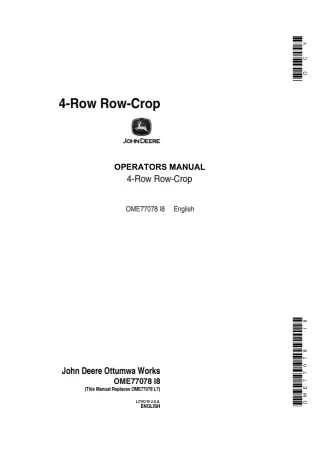 John Deere 4-Row Row-Crop Operator’s Manual Instant Download (Publication No.OME77078)