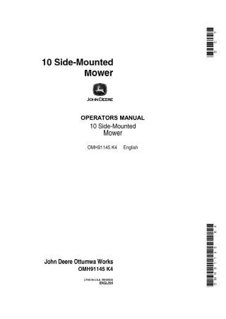 John Deere 10 Side-Mounted Mower Operator’s Manual Instant Download (Publication No.OMH91145)