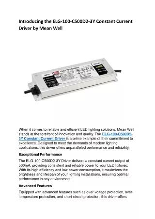 Mean Well constant power drivers