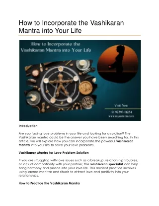 How to Incorporate the Vashikaran Mantra into Your Life