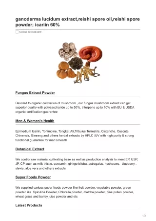 fungus-extract.com-ganoderma lucidum extractreishi spore oilreishi spore powder icariin 60