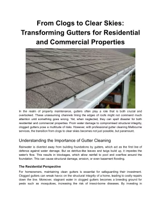 Reliable Gutter Cleaning Melbourne