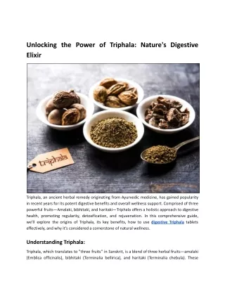 Unlocking the Power of Triphala: Nature's Digestive Elixir