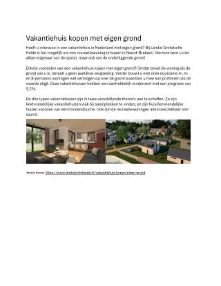 Eigenaar van een vakantiehuis én de grond