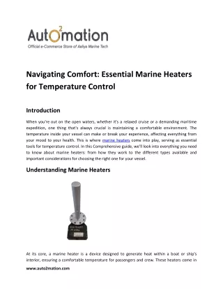 Essential Marine Heaters for Temperature Control
