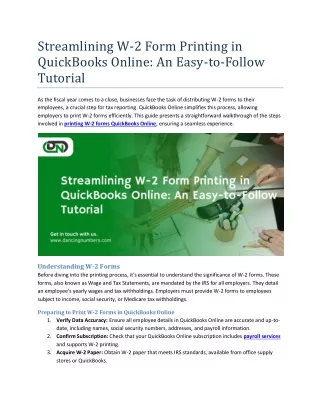 Streamlining W 2 Form Printing in QuickBooks Online An Easy-to-Follow Tutorial