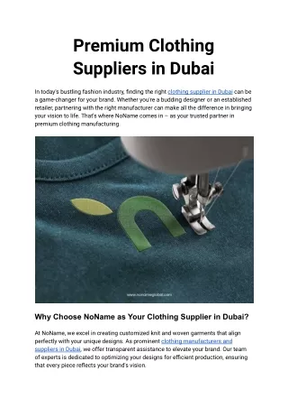 Premium Clothing Suppliers in Dubai