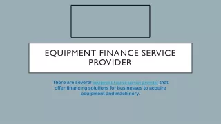 Equipment Finance Service Provider