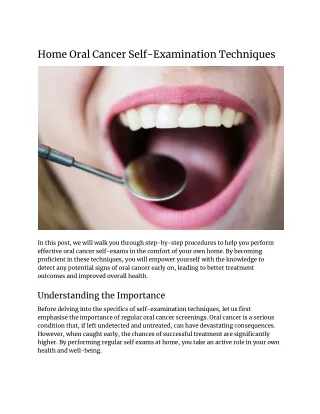 Home Oral Cancer Self-Examination Techniques