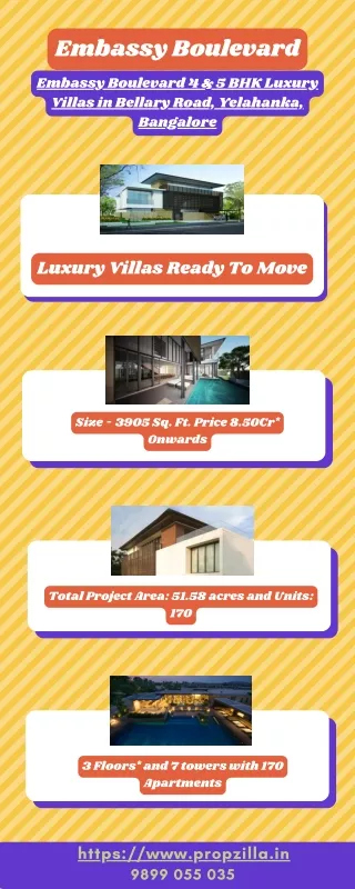 Embassy Boulevard in Bellary Road, Yelahanka, Bangalore | Buy 4 & 5 BHK Villas