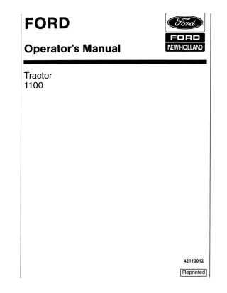 Ford New Holland 1100 Tractor Operator’s Manual Instant Download (Publication No.42110012)