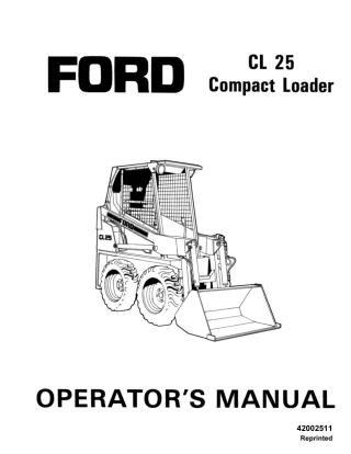 Ford CL25 Compact Loader Operator’s Manual Instant Download (Publication No.42002511)