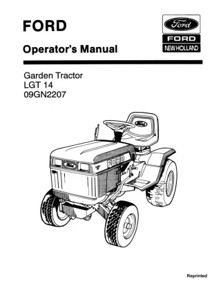 Ford New Holland LGT 14 Garden Tractor Operator’s Manual Instant Download (Publication No.42001410)