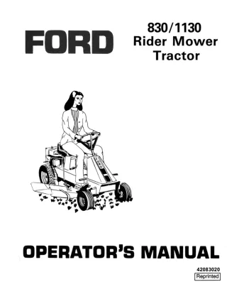 Ford 830 1130 Rider Mower Tractor Operator’s Manual Instant Download (Publication No.42083020)