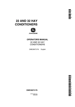 John Deere 22 and 32 Hay Conditioners Operator’s Manual Instant Download (Publication No.OME39073)