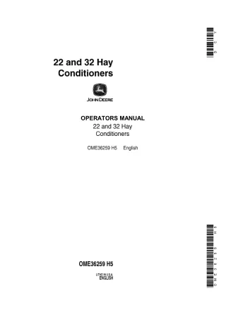 John Deere 22 and 32 Hay Conditioners Operator’s Manual Instant Download (Publication No.OME36259)