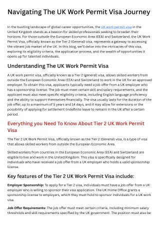 Navigating The UK Work Permit Visa Journey