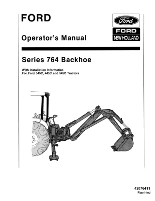 Ford New Holland Series 764 Backhoe for 345C 445C and 545C Tractors Operator’s Manual Instant Download (Publication No.4