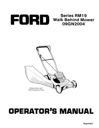 Ford RM19 Series Walk Behind Mower Operator’s Manual Instant Download (Publication No.42001910)