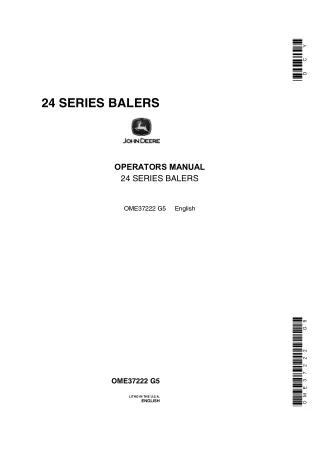 John Deere 24 Series Balers Operator’s Manual Instant Download (Publication No.OME37222)