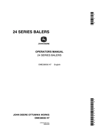 John Deere 24 Series Balers Operator’s Manual Instant Download (Publication No.OME38936)