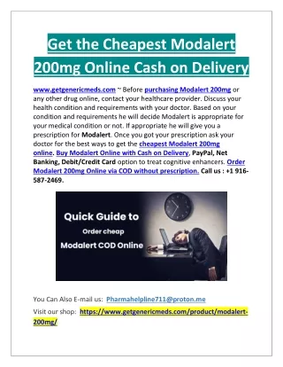 Get the Cheapest Modalert 200mg Online Cash on Delivery