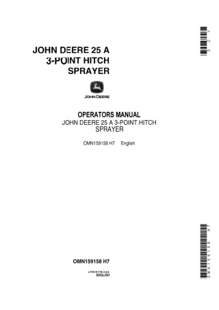 John Deere 25 A 3-Point Hitch Sprayer Operator’s Manual Instant Download (Publication No.OMN159158)