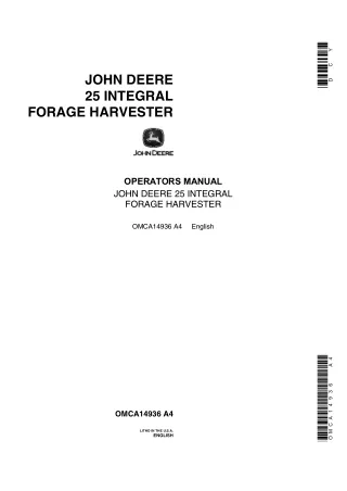 John Deere 25 Integral Forage Harvester Operator’s Manual Instant Download (Publication No.OMCA14936)