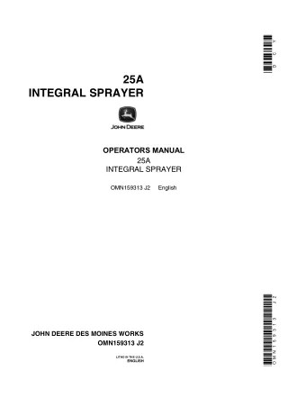 John Deere 25A Integral Sprayer Operator’s Manual Instant Download (Publication No.OMN159313)