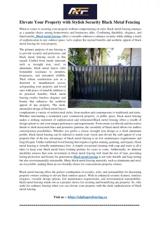 The Ultimate Guide to Choosing the Right Black Metal Fencing