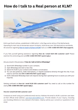 How do I talk to a live person at KLM?