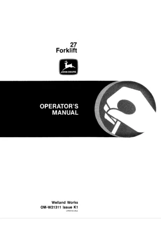 John Deere 27 Forklift Operator’s Manual Instant Download (Publication No.OMW21311)