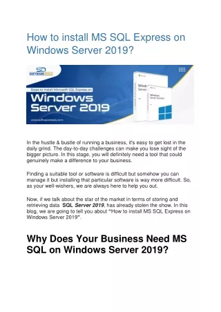 How to install MS SQL Express on Windows Server 2019