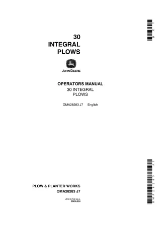 John Deere 30 Integral Plows Operator’s Manual Instant Download (Publication No.OMA28283)