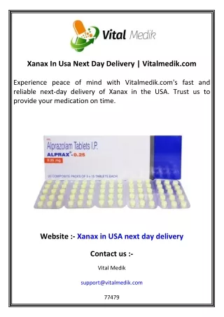 Xanax In Usa Next Day Delivery  Vitalmedik.com