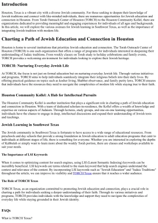 Charting a Path of Jewish Education and Connection in Houston