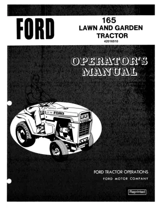 Ford 165 Lawn and Garden Tractor Operator’s Manual Instant Download (Publication No.42016510)