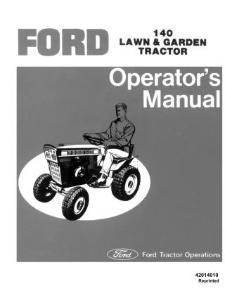 Ford 140 Lawn & Garden Tractor Operator’s Manual Instant Download (Publication No.42014010)