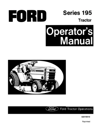 Ford 195 Series Tractor Operator’s Manual Instant Download (Publication No.42019510)