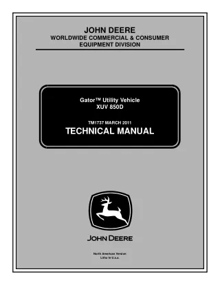 John Deere XUV 850D Gator Utility Vehicle Service Repair Manual (tm1737)