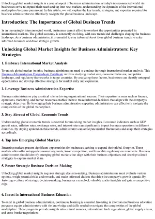 Unlocking Global Market Insights for Business Administrators