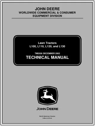 JOHN DEERE L100 LAWN GARDEN TRACTOR Service Repair Manual