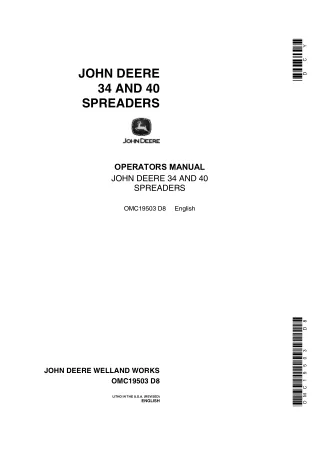 John Deere 34 and 40 Spreaders Operator’s Manual Instant Download (Publication No.OMC19503)