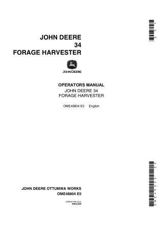 John Deere 34 Forage Harvester Operator’s Manual Instant Download (Publication No.OME48804)