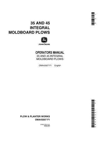 John Deere 35 and 45 Integral Moldboard Plows Operator’s Manual Instant Download (Publication No.OMA43507)